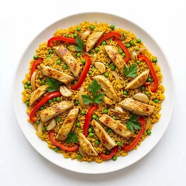 Spanish Paella-Style Chicken with Saffron Rice
